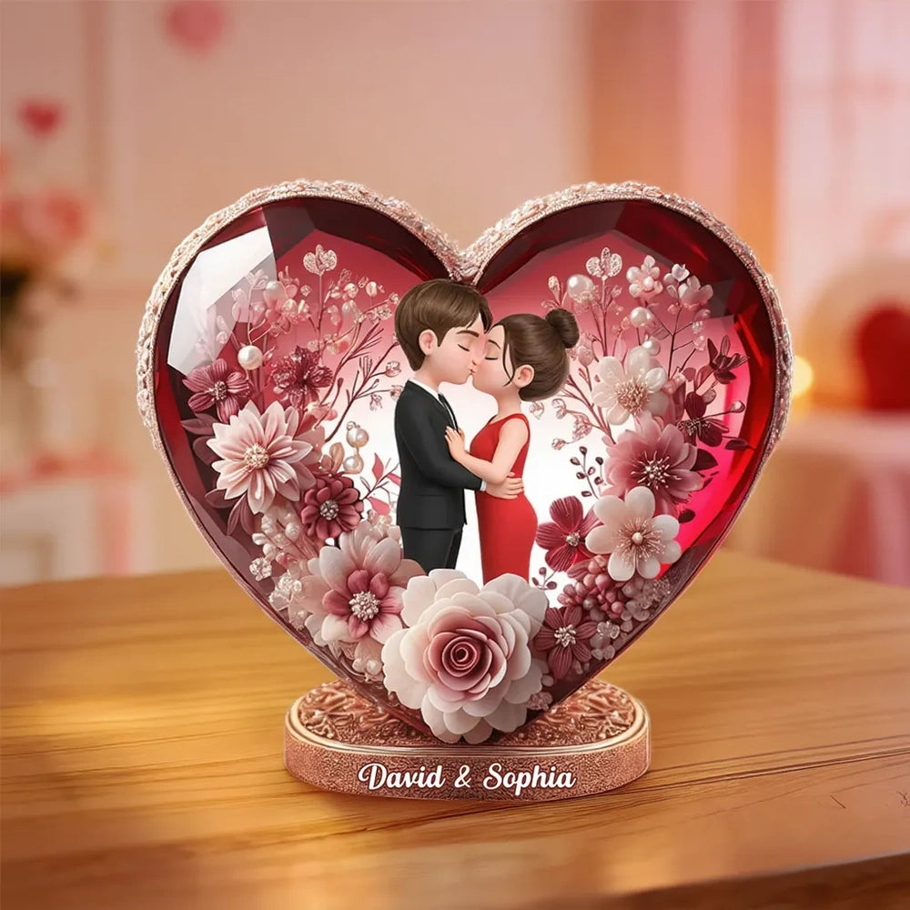 Eternal Love Heart Shaped Acrylic Block Plaque, Personalized Keepsake for a Couple - Sweet Home Accent, Thoughtful Gift for Her or Him