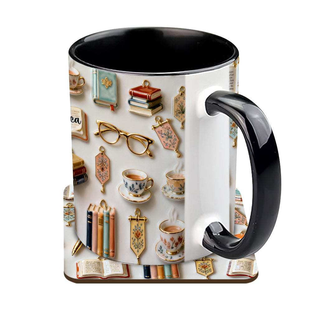Just A Girl Who Loves Books - Personalized Book Accent Mug & Coaster