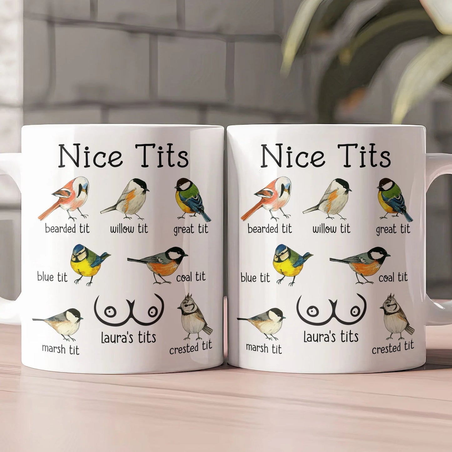 Personalized Ceramic Mug with Funny Bird Chart Design – Custom Name Gag Cup, Unique Gift for Wife, Girlfriend or Friends