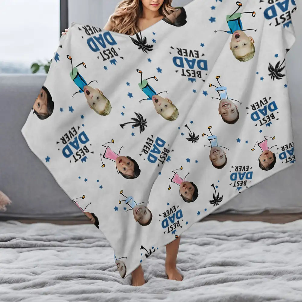 Personalized Sweatpants & Blanket – Best Dad Ever Custom Photo Gift for Father’s Day & Christmas