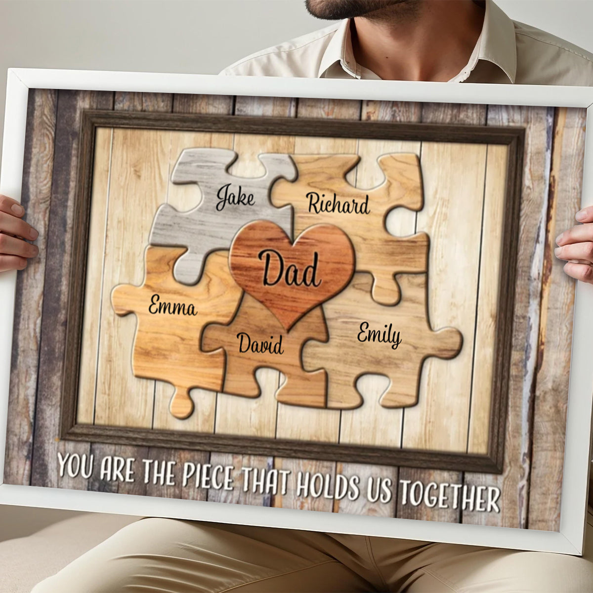 Personalized Dad Puzzle Poster Wall Art You Are The Piece That Holds Us Together Unique Father's Day Gift