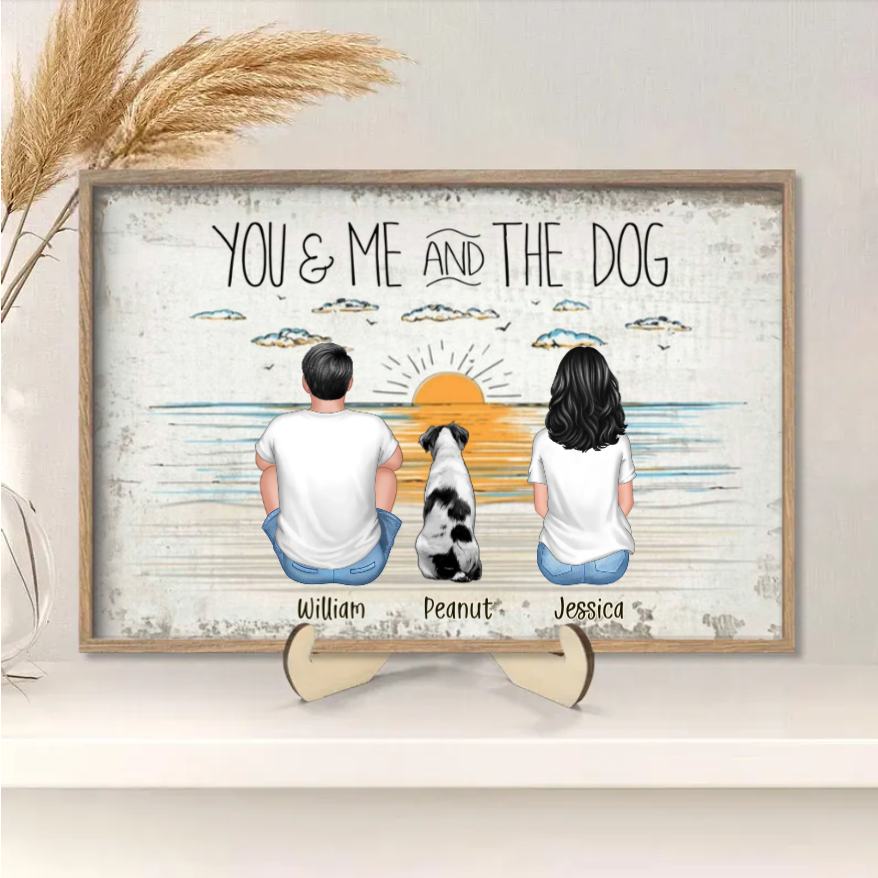 You Me And The Dogs Beach Outline Personalized Ornament or Poster or Canvas or Plaque or Pillow