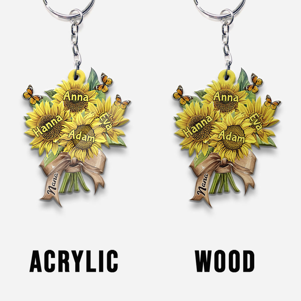 Grandma's Mom's Sunflowers - Personalized Grandma Keychain