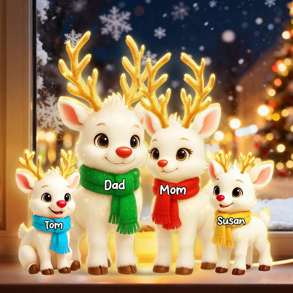 Festive Acrylic Light Box - Cute Reindeer Family, Twinkling Christmas Night, Creative Gift with Warm Glow for Family