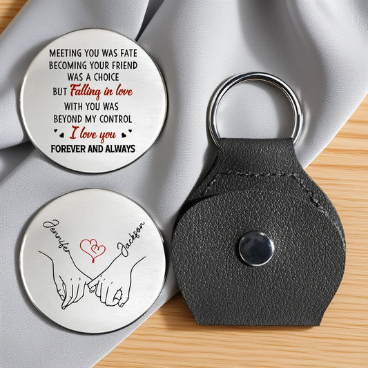 Personalized Pocket Hug Token Keychain Gift for Couple, Holding Hands Love Keepsake, Forever and Always