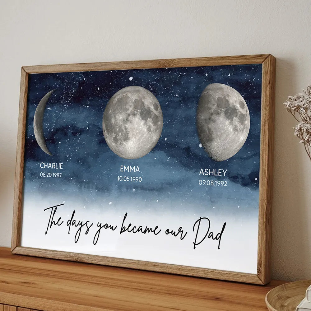 Custom Starry Night Poster Moon Phases for Dad A Meaningful Family Keepsake Wall Decor Gift
