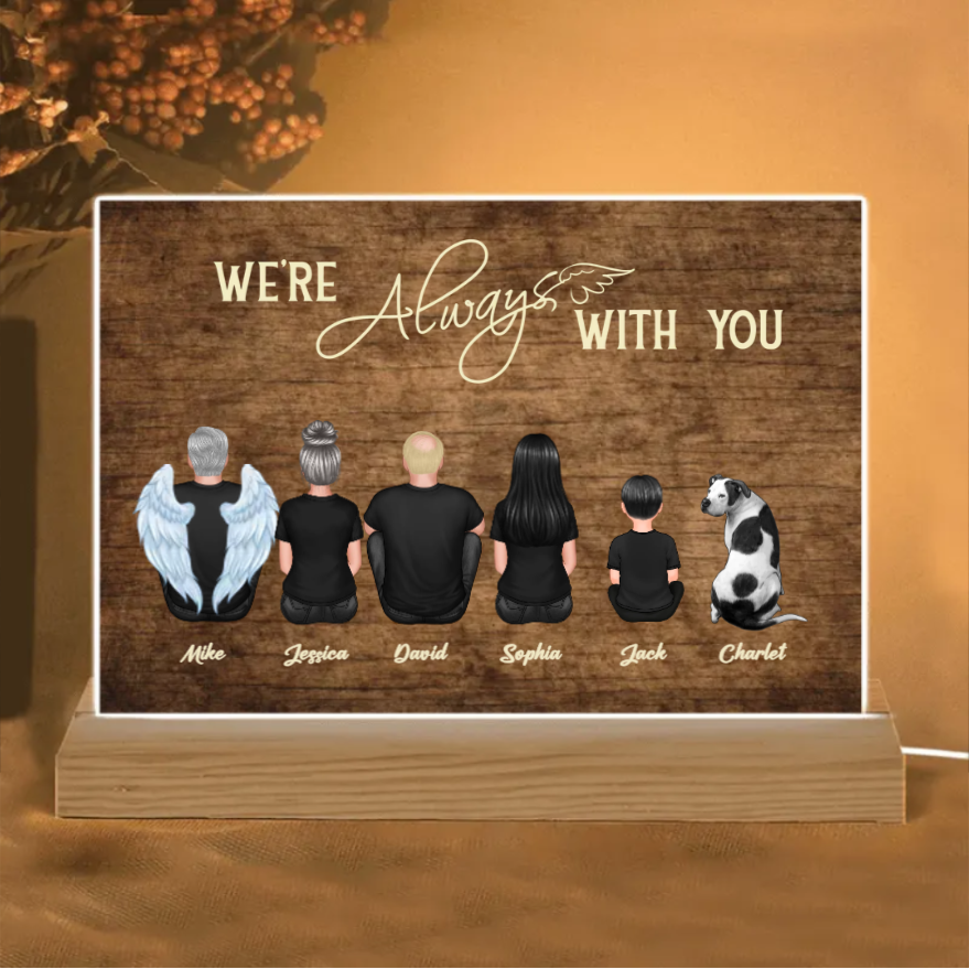 Personalized We're Always With You Wooden Plaque, Keychain, Poster or Canvas, Car Hanger and Wallet Card - Unique Memorial Gift for Loved Ones