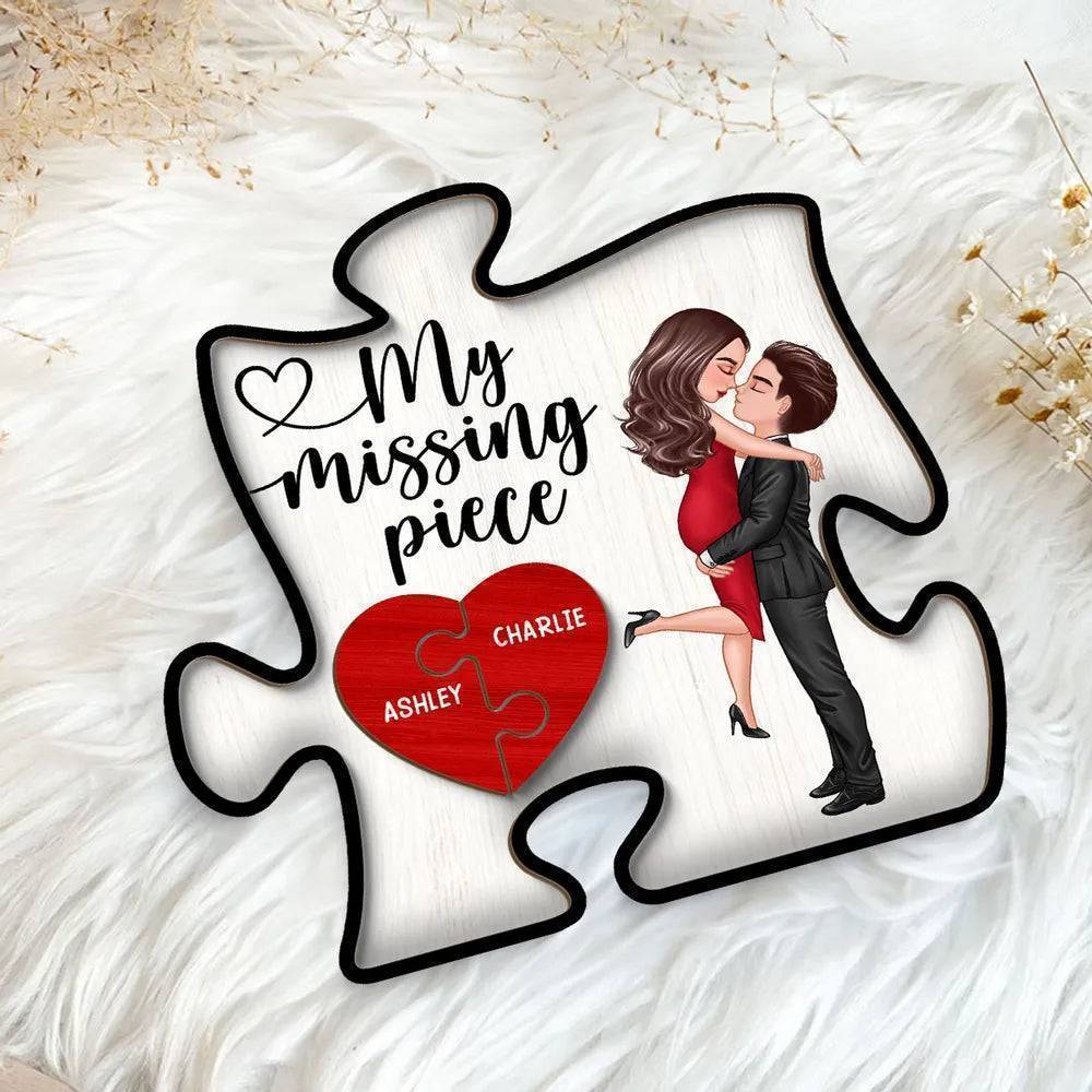 A Beautiful Expression of Deep Affection, Perfect for Gifting - 'My Missing Piece' Personalized Puzzle Heart 2-Layer Ornament- Romantic Valentine's & Anniversary Gift for Couples