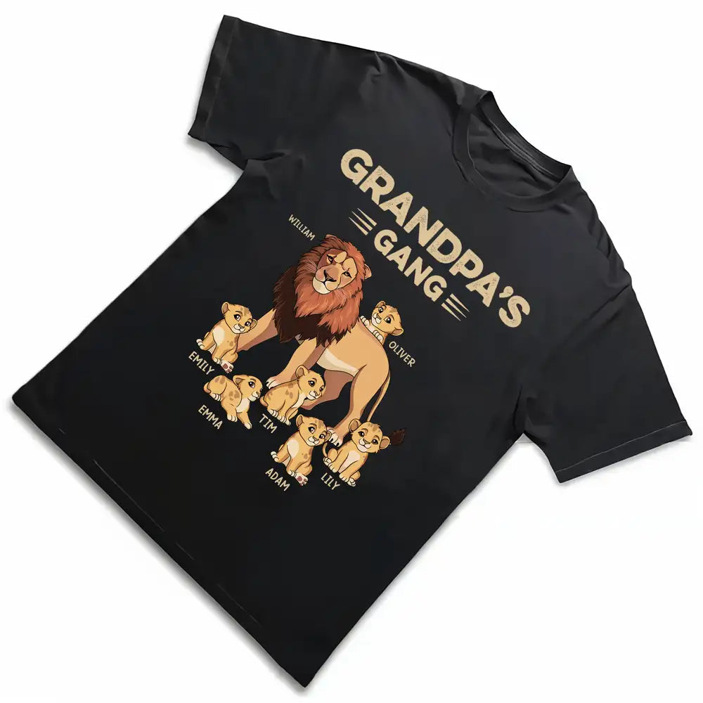 Dad’s Lion Gang Personalized Shirt – Custom Kid Names – Thoughtful Father’s Day Gift for Dad