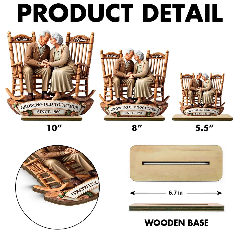 Growing Old Together Wooden Plaque – Personalized Anniversary Gift for Couples