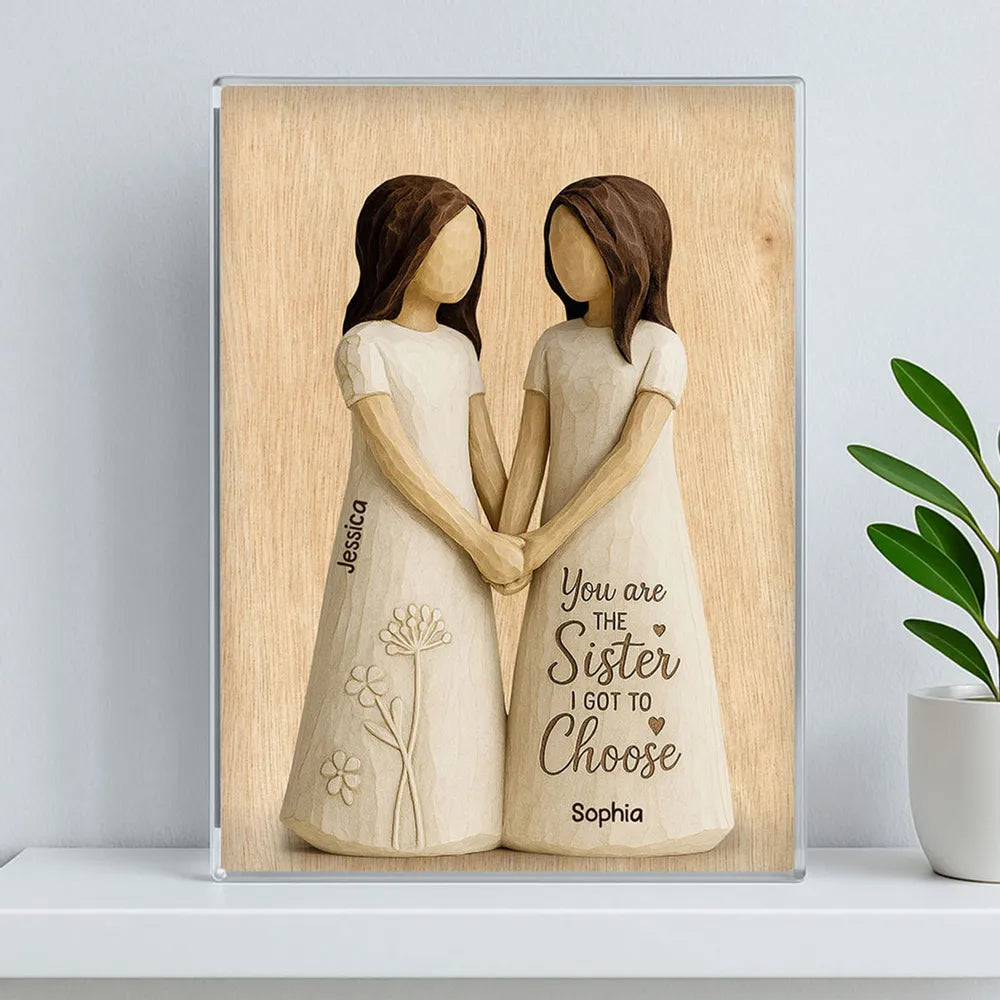 Forever Sisters by Choice – Custom Figurine Plaque for Best Friends, Gift for Her