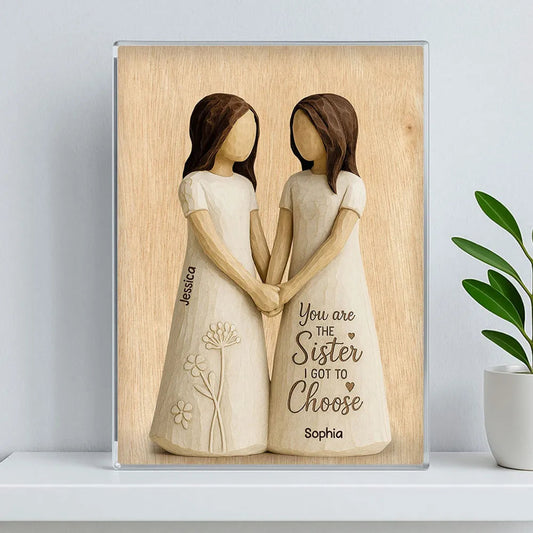Forever Sisters by Choice – Custom Figurine Plaque for Best Friends, Gift for Her