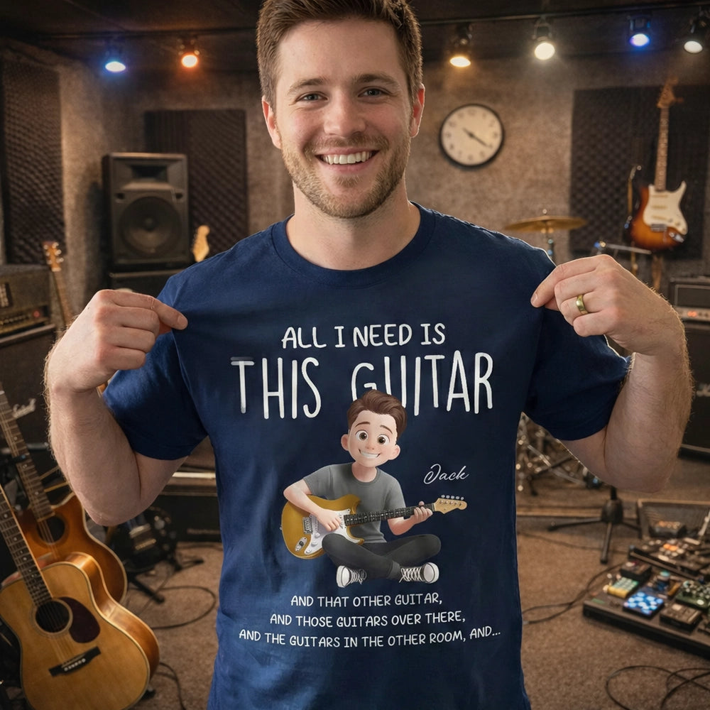 Personalized Guitar Lover Classic Tee with Funny Music Quote, Unique Gift for Musicians Who Own Too Many Guitars