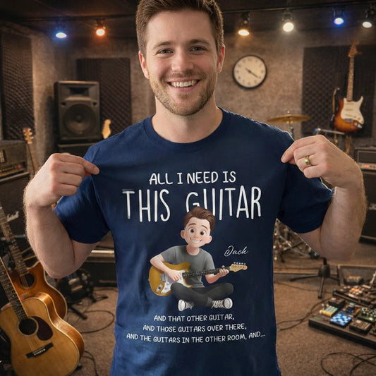 Personalized Guitar Lover Classic Tee with Funny Music Quote, Unique Gift for Musicians Who Own Too Many Guitars