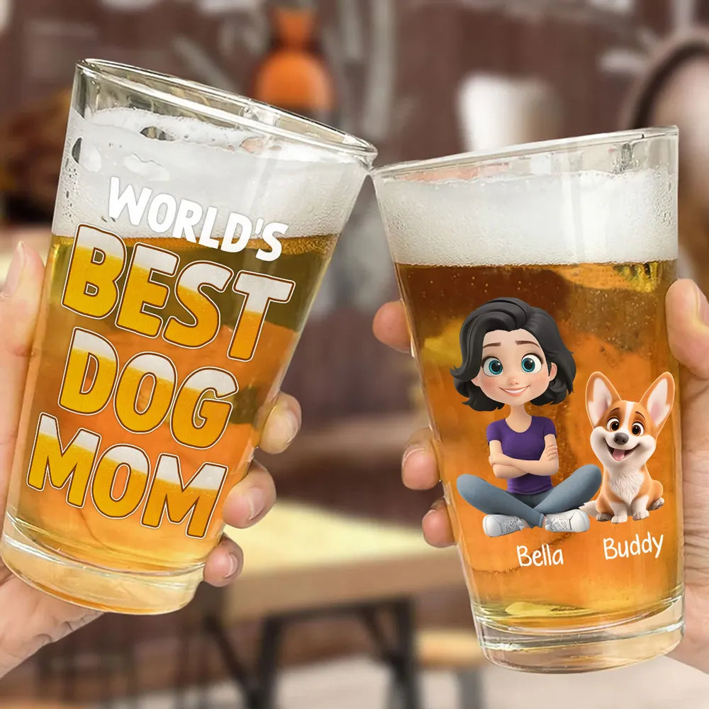 World's Best Dog Dad - Custom Beer Glass for Dog Dad – Perfect Gift for Dog Dads on Father’s Day or Birthdays