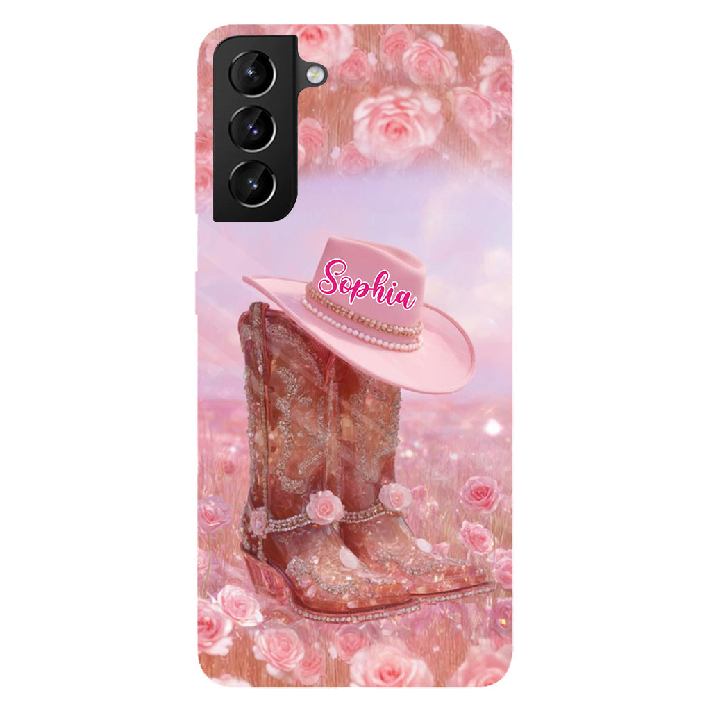 Floral Cowgirl - Personalized Cowgirl Full Print Phone Case & Phone Grip