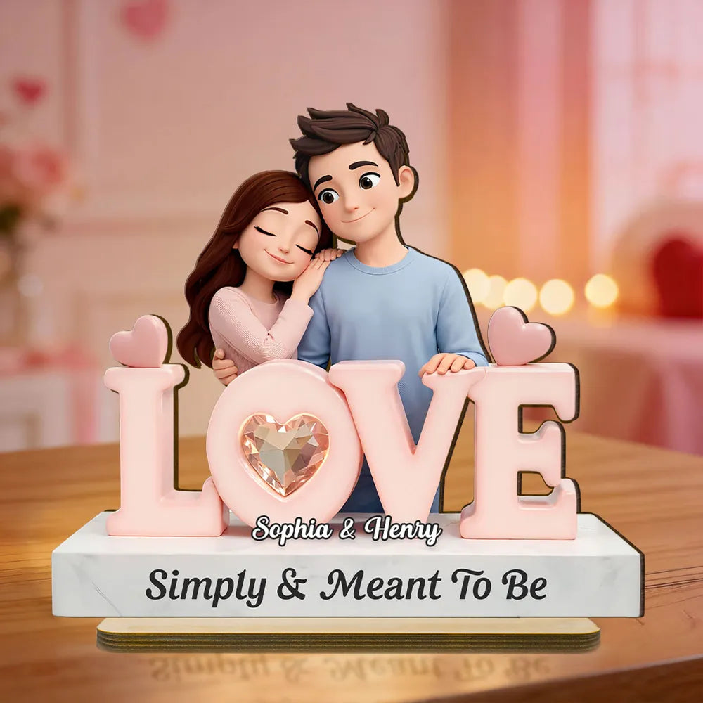 Simply & Meant To Be Wooden Plaque, Personalized Love Decor for Couple Nightstand or Shelf, Thoughtful Unique Gift