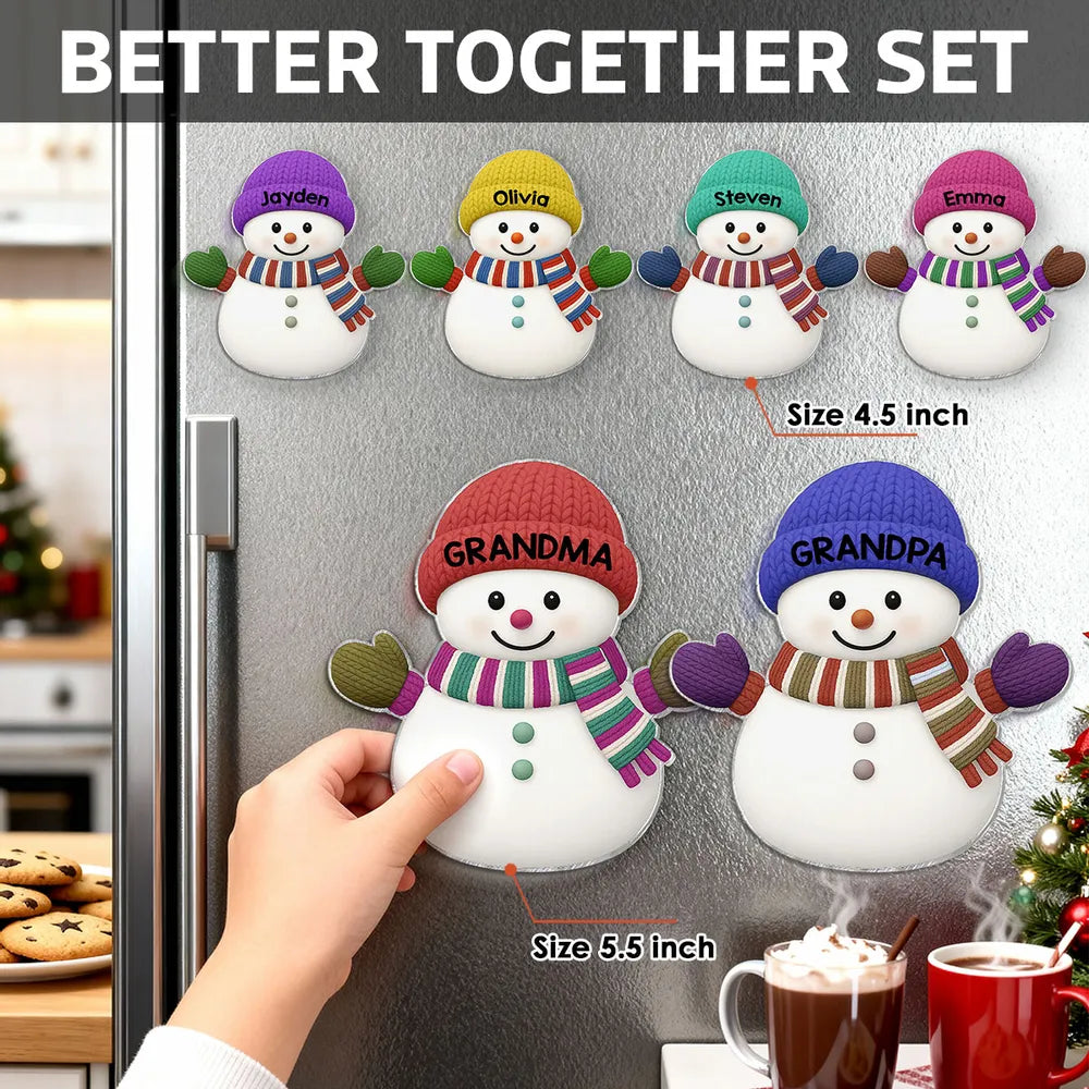 Acrylic Fridge Magnet Snowman Family Set | Festive Holiday Decoration, Perfect Gift for Grandparents and Family