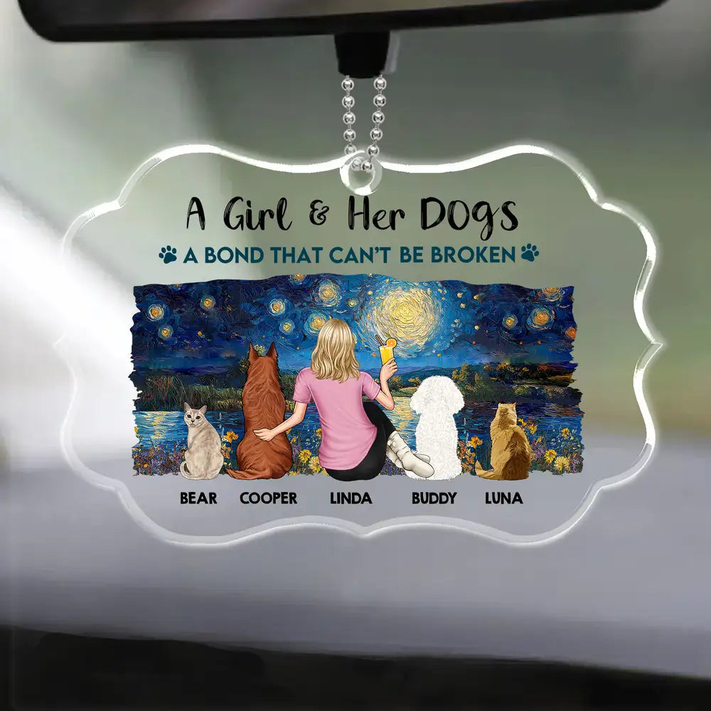 Personalized Pet and Owner Back View Ornament – Wood and Acrylic Combination for Unique Home Decor or Keepsake