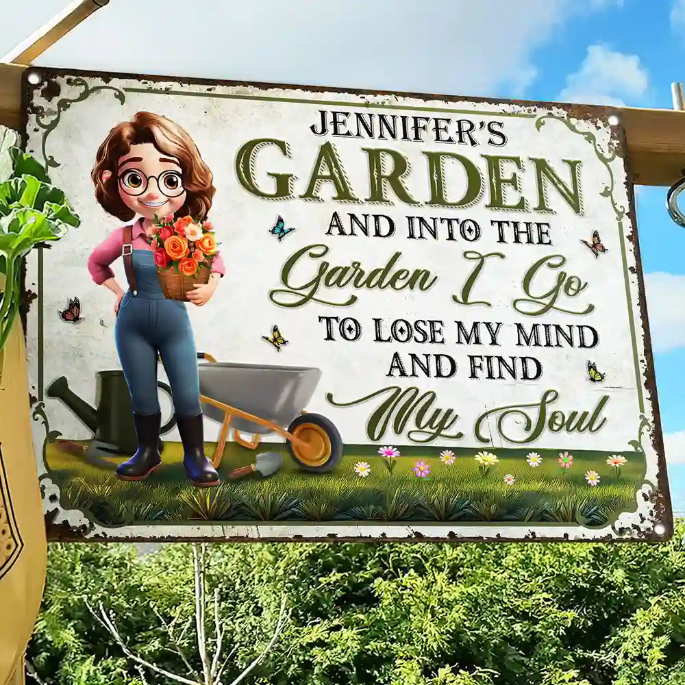 My Garden Custom Iron Sign – “Garden I Go, Lose My Mind, Find My Soul”