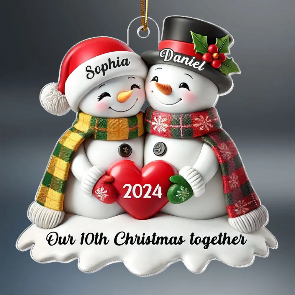 Custom Acrylic Snowman Hug Ornament for Christmas Gifts