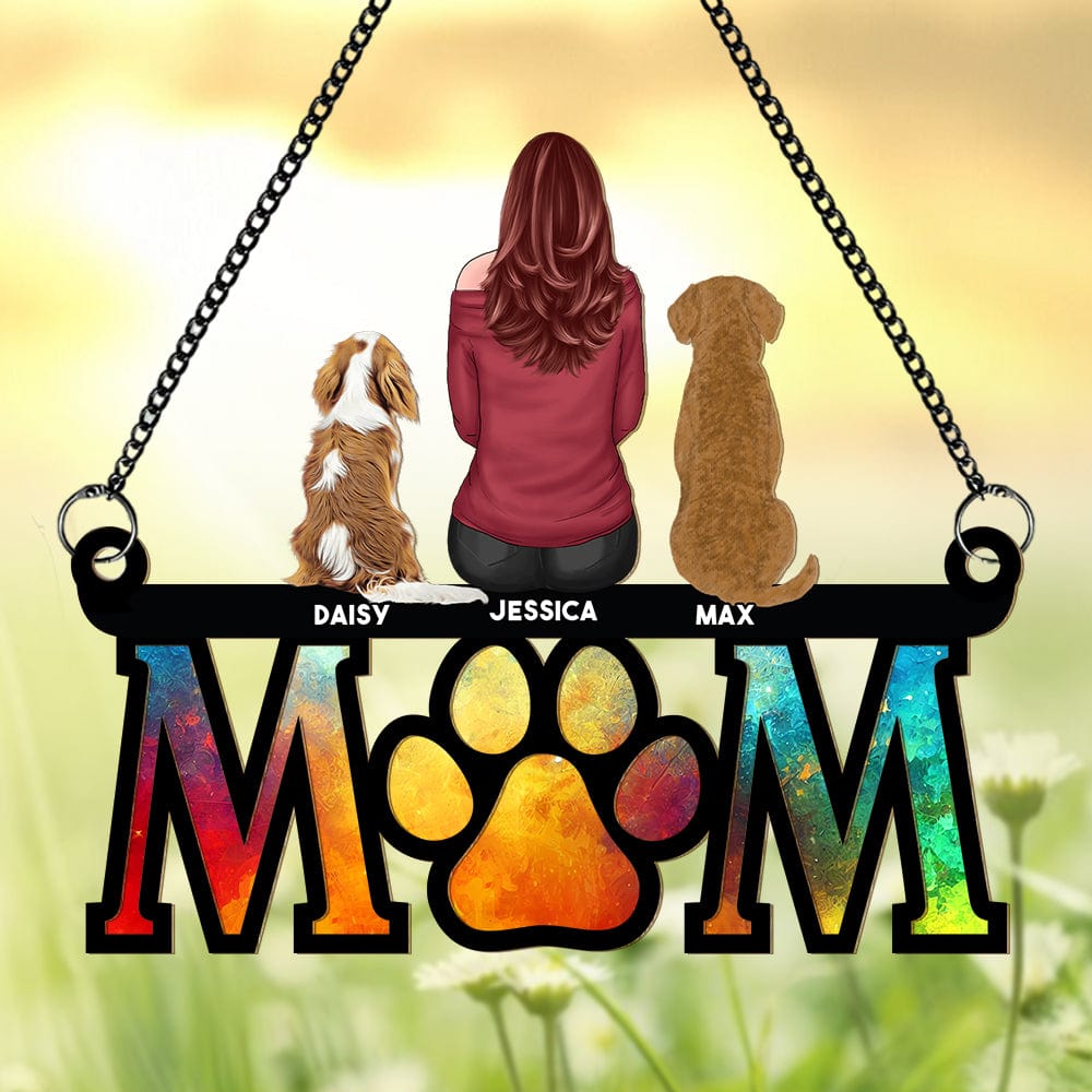 "Mom and Her Dogs" Themed Hanging Ornament, Wood and Acrylic Layers, Perfect Gift for Mother’s Day, Birthdays, or Special Occasions