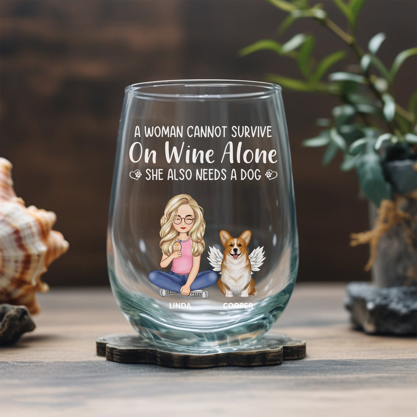 Personalized Women’s Wine Glass - Special Gift for Dog Mom, Dog Dad - Valentine's Day Keepsake for Couples, Pet Lovers, and Families