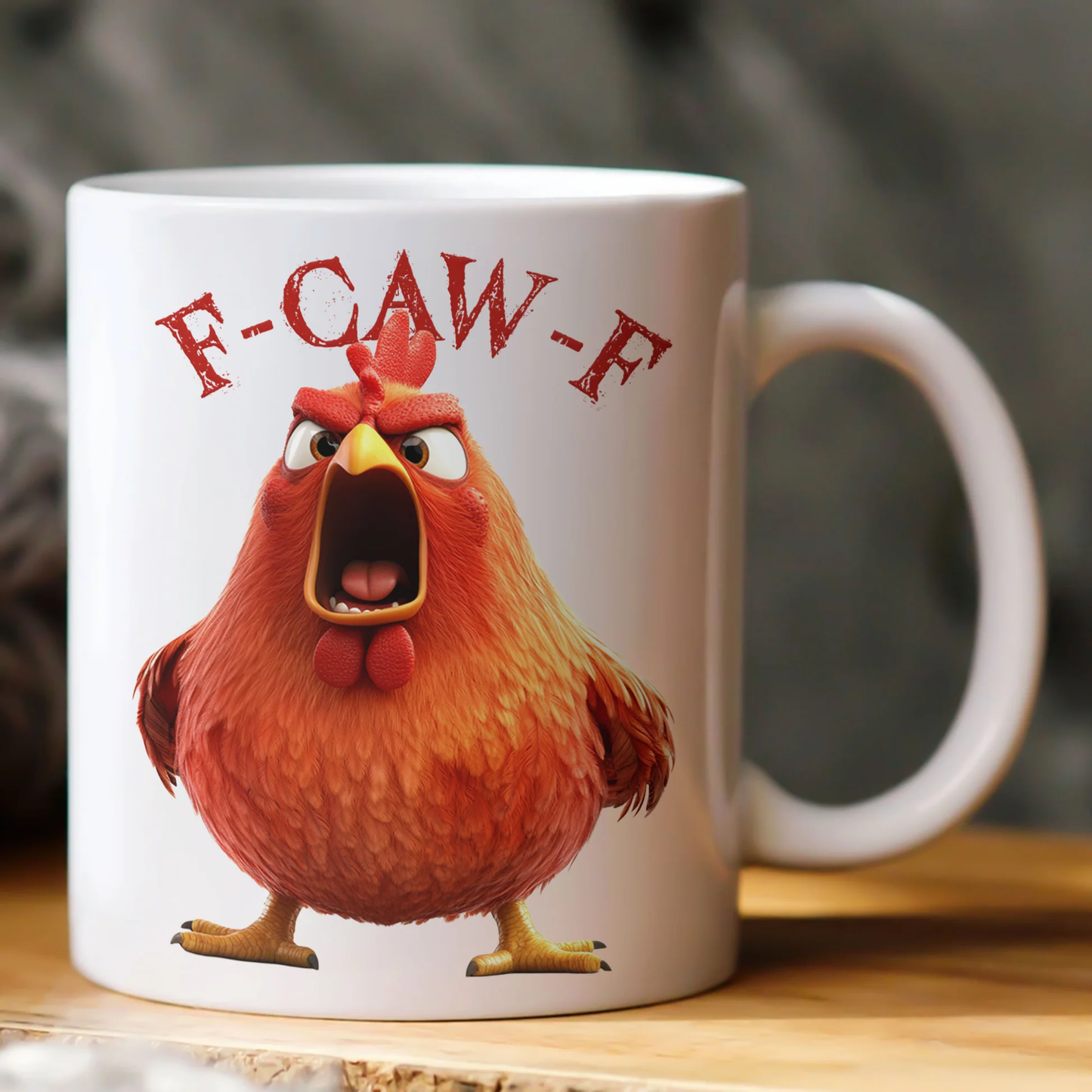 Angry Chicken Funny Mug – F-Caw-F White Ceramic Coffee Cup, Perfect Gift for Friends & Coworkers