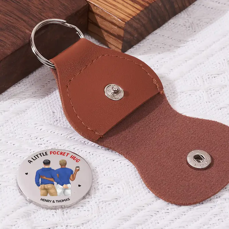 Personalized Pocket Hug Keychain With Couple Hug Illustration Cute Everyday Keepsake Unique Gift for Wife or Girlfriend