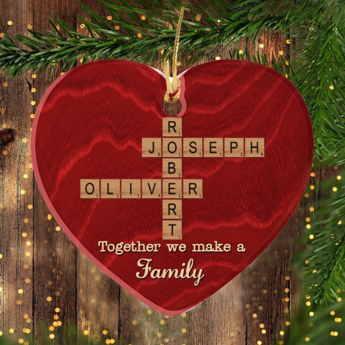 Personalized Double-Layer Wooden Heart Family Names Ornament – Perfect Gift for Cherished Family Memories