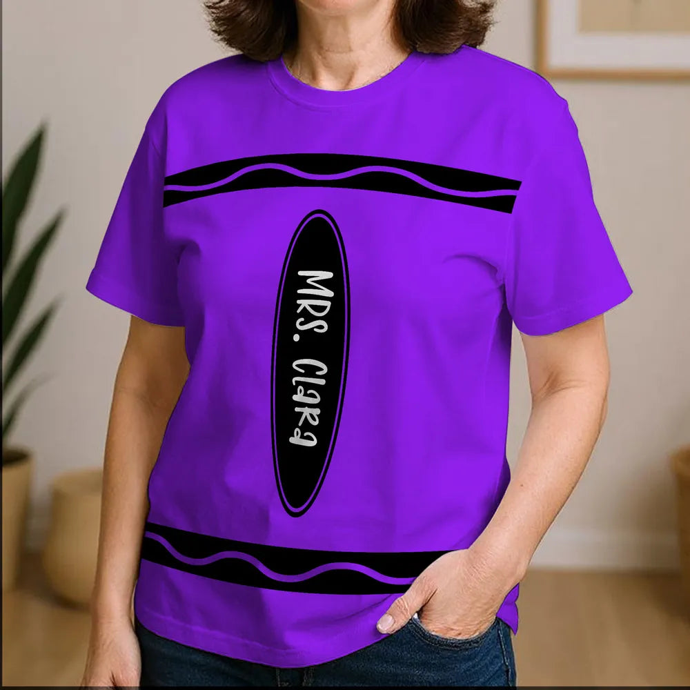 Classic Tee Personalized “MRS. ” or  "MR." Teacher Shirt – Purple Tribute Gift