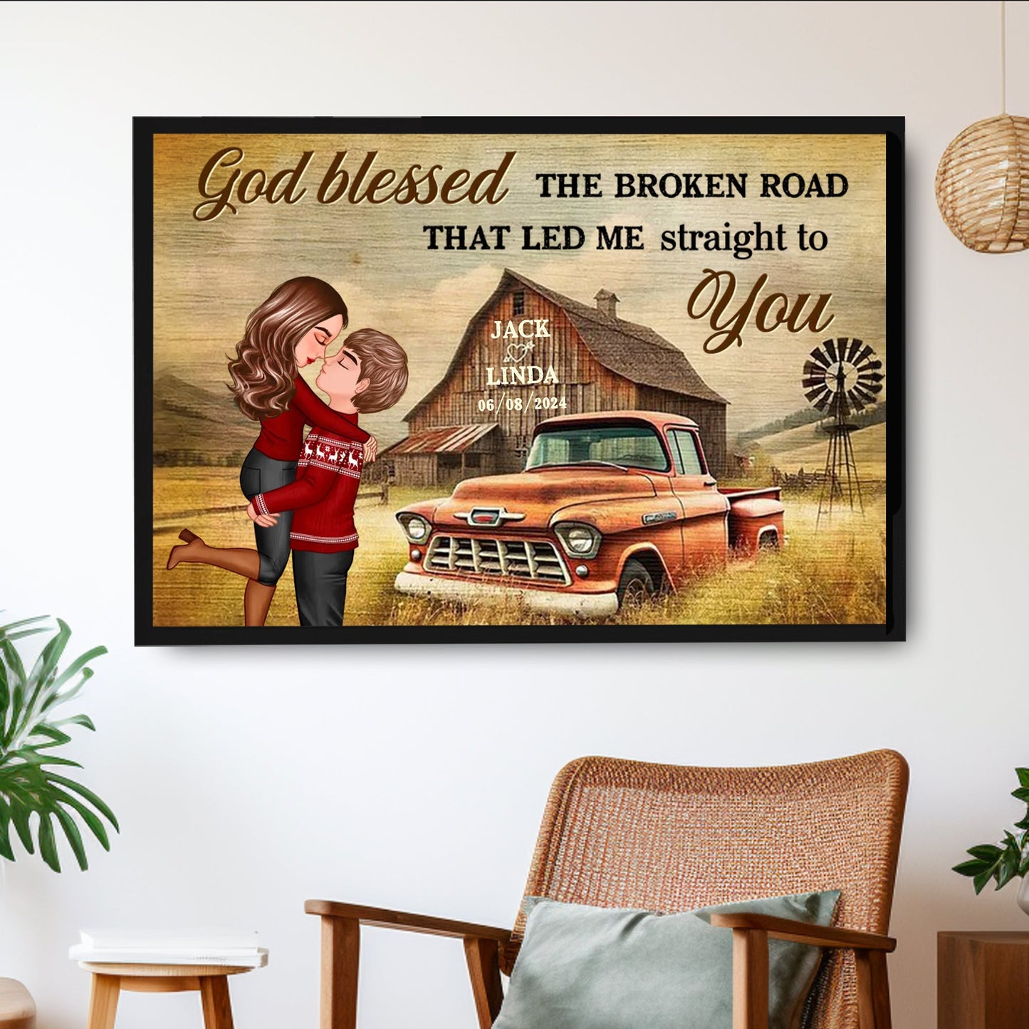 Personalized Vintage Farm-Themed Couple Poster - Perfect Love Gift