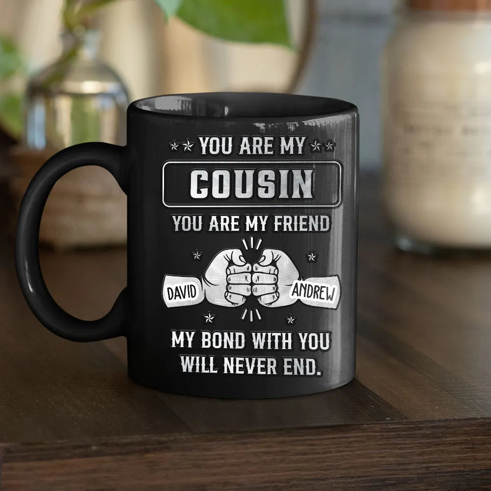 Personalized Full Color Mug With Brotherhood Quote And Fist Bump Graphic - Unique Gift For Brother For Coffee Time
