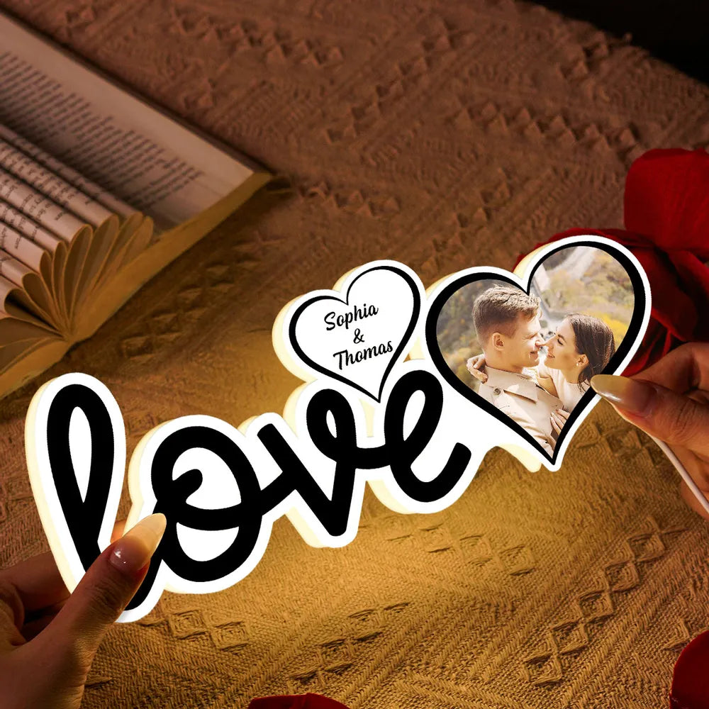 Personalized Love Acrylic Light Box With Custom Photo, Cozy Bedroom Glow, Unique Romantic Gift for Couple
