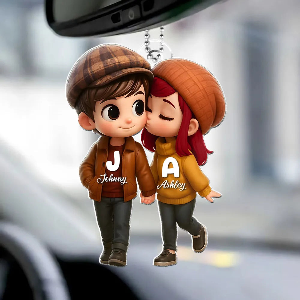 Personalized Couple's Acrylic Car Hanger – A Perfect Gift for Lovers