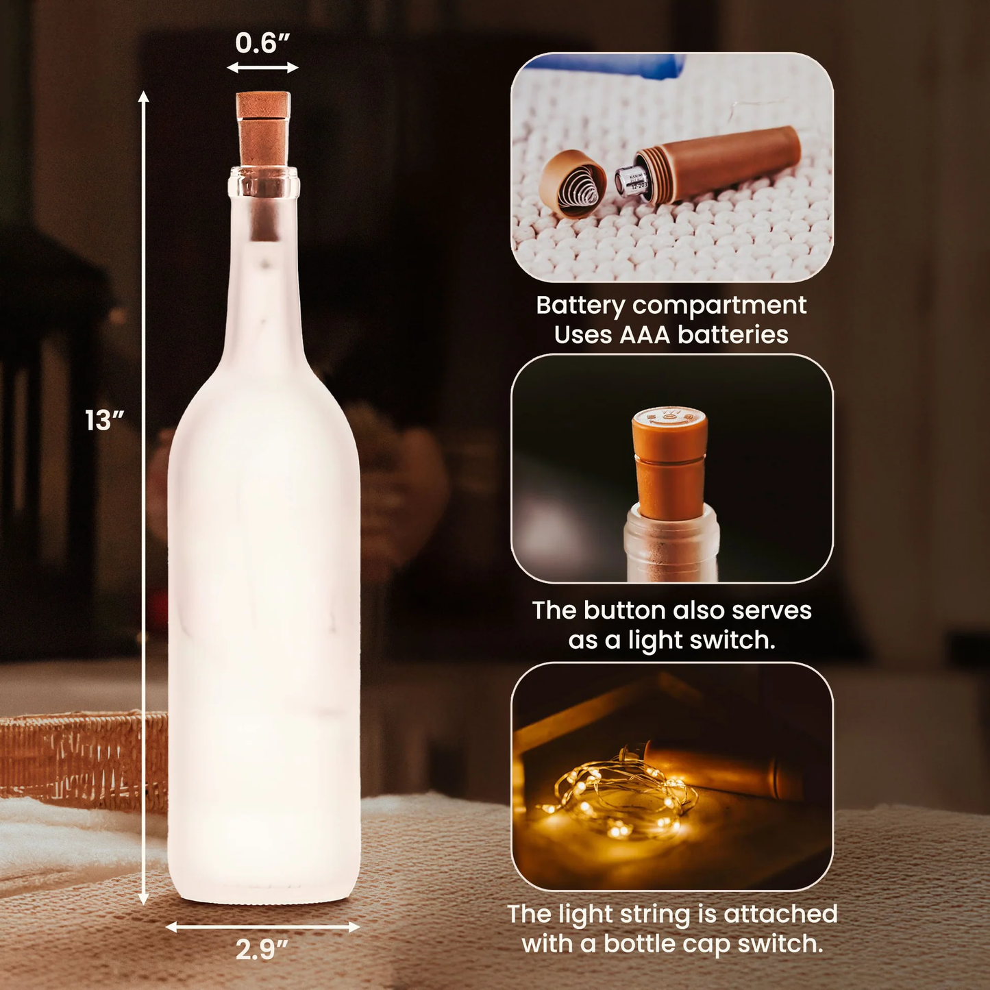 Personalized Bottle Lamp with Kissing Couple & Heart Balloons, Romantic Bedroom Decor, Unique Creative Gift for Couples