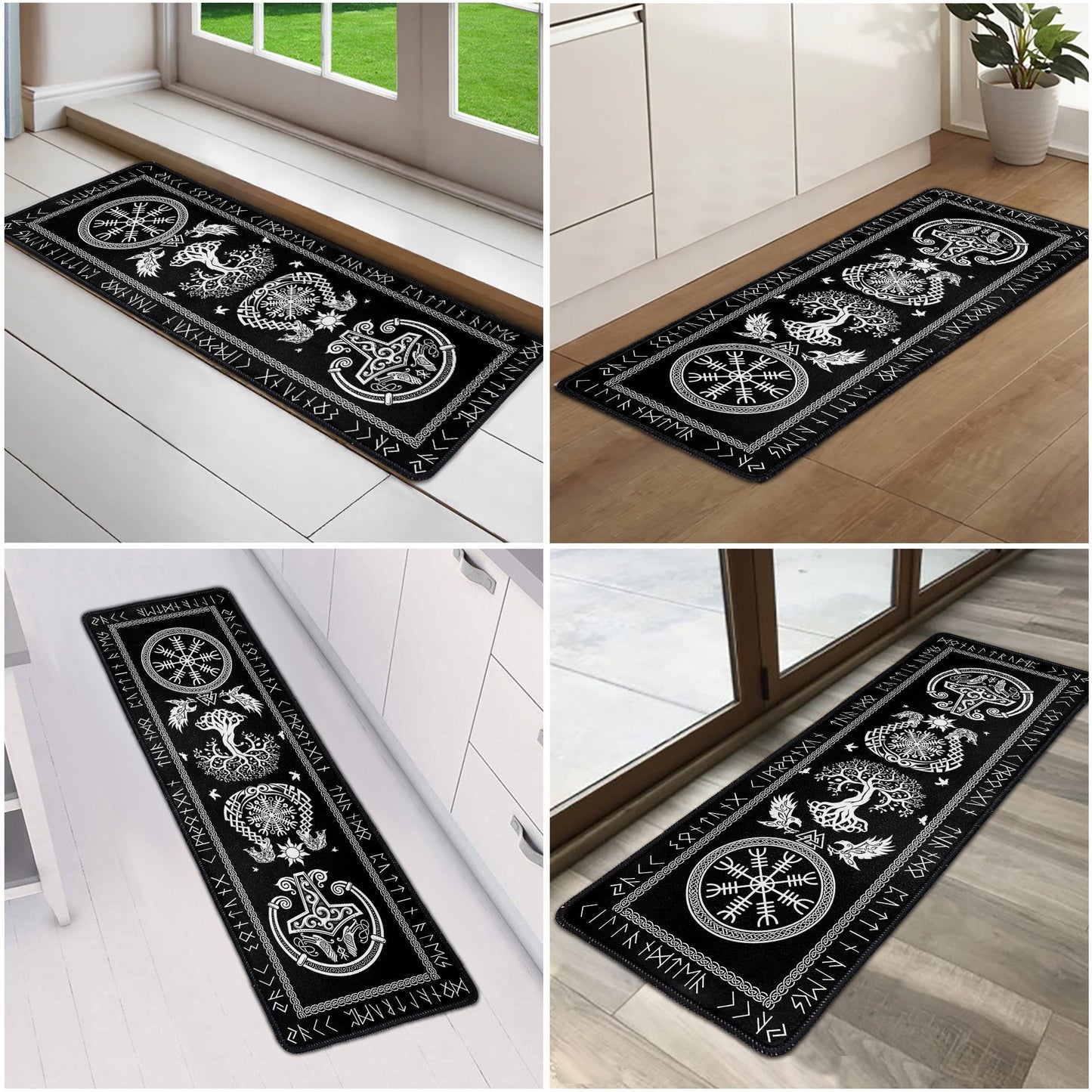 Personalized Viking Rune Standard Doormat, Nordic Symbol Entryway Decor, Unique Housewarming Gift for Family