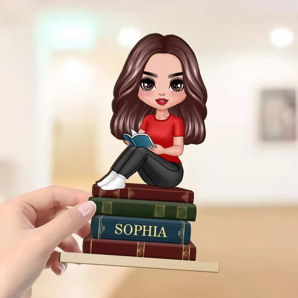 Wooden Plaque Reader Figurine, Book-Themed Decor Accent, Cozy Reading Vibe, Perfect Gift for Book Lovers