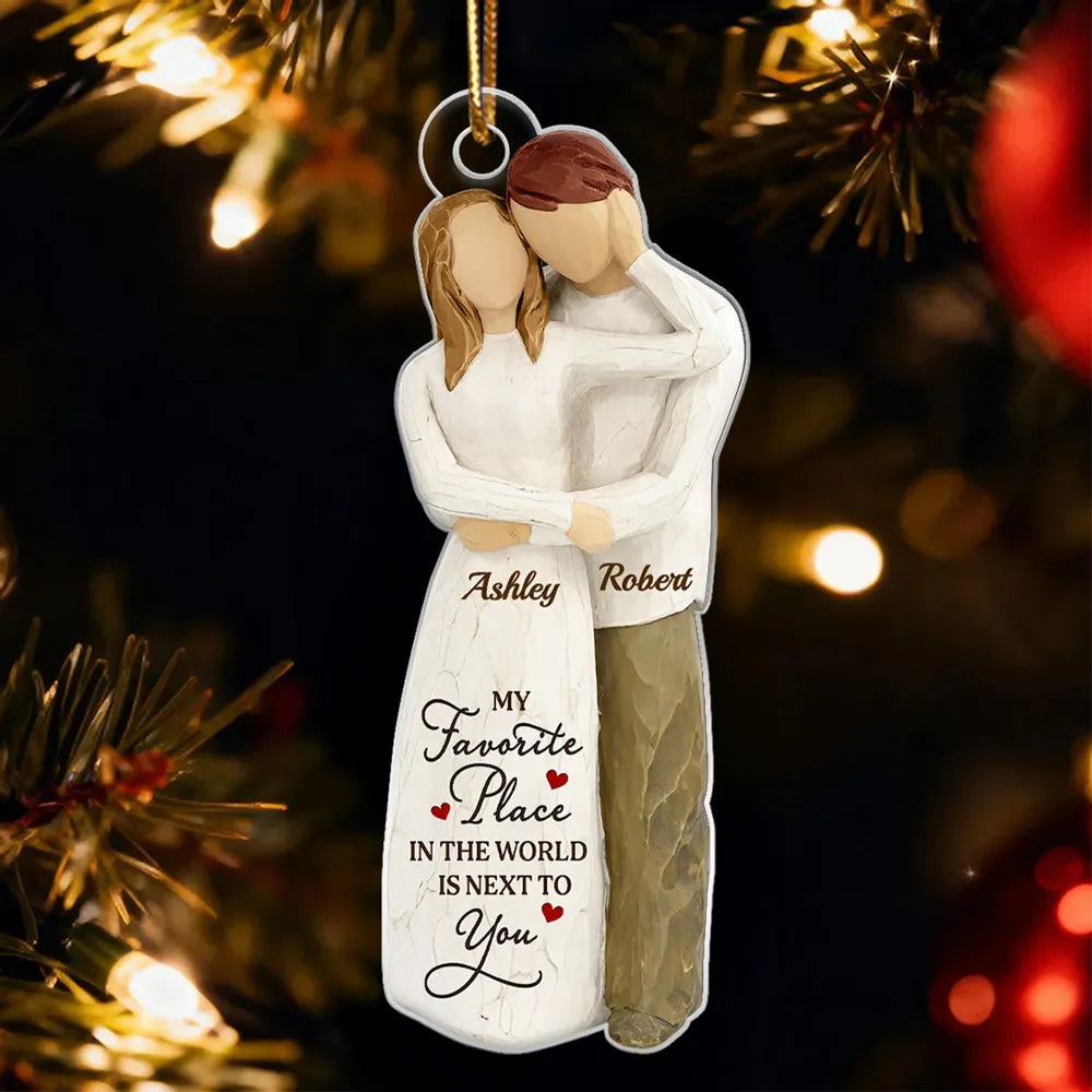 Personalized Couple Hugging Acrylic Ornament Romantic Christmas Tree Decor Unique Creative Gift For Husband Or Wife