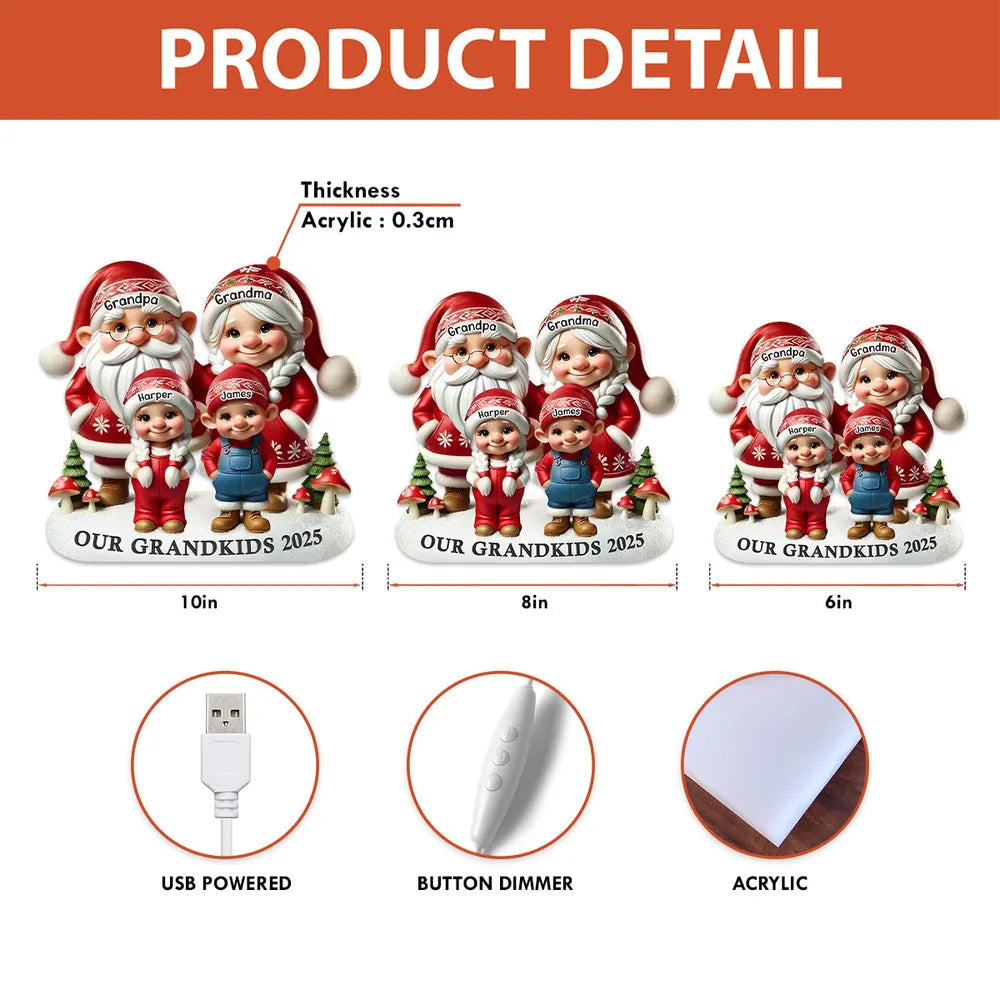 Christmas Acrylic Light Box, Custom Family Characters, Warm Glow Mantel Decor, Unique Gift for Grandma & Grandpa