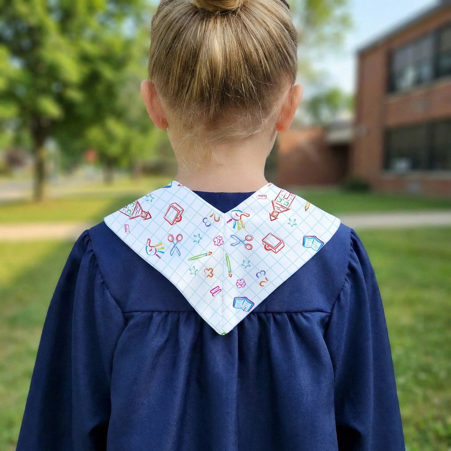 Personalized Preschool Graduation Polyester Satin Stole with Cute Cap Cartoon, Unique Gift for Pre-K to Kindergarten Memories