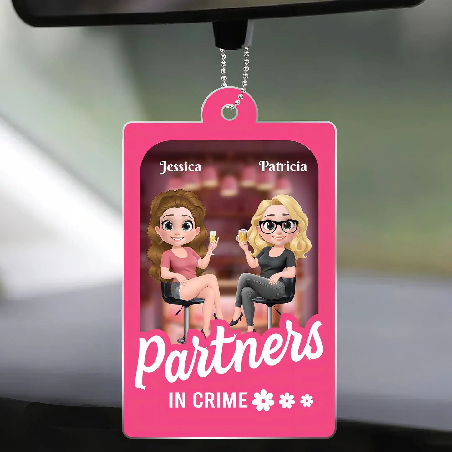 “Partners in Crime” Best Friend Gift - Personalized Acrylic Ornament for Sisters