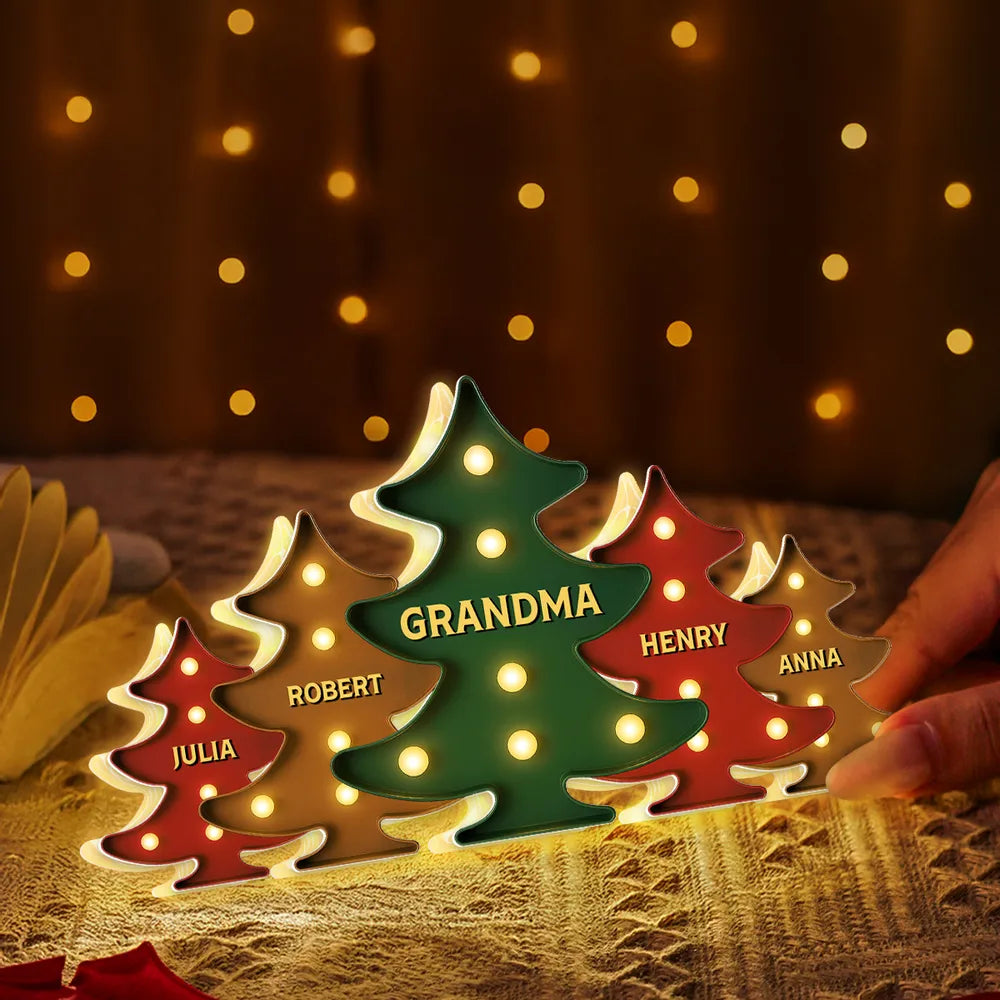 Heartwarming Christmas Tree Light Box, Custom Family Member Name Decoration