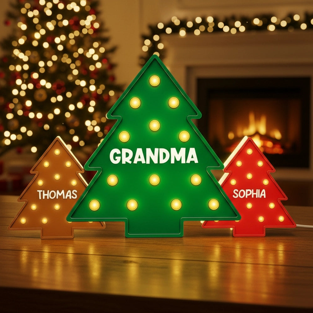 Christmas Tree Acrylic Light Box – Personalized Holiday Gift for Grandma and Family
