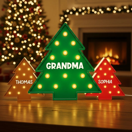 Christmas Tree Acrylic Light Box – Personalized Holiday Gift for Grandma and Family