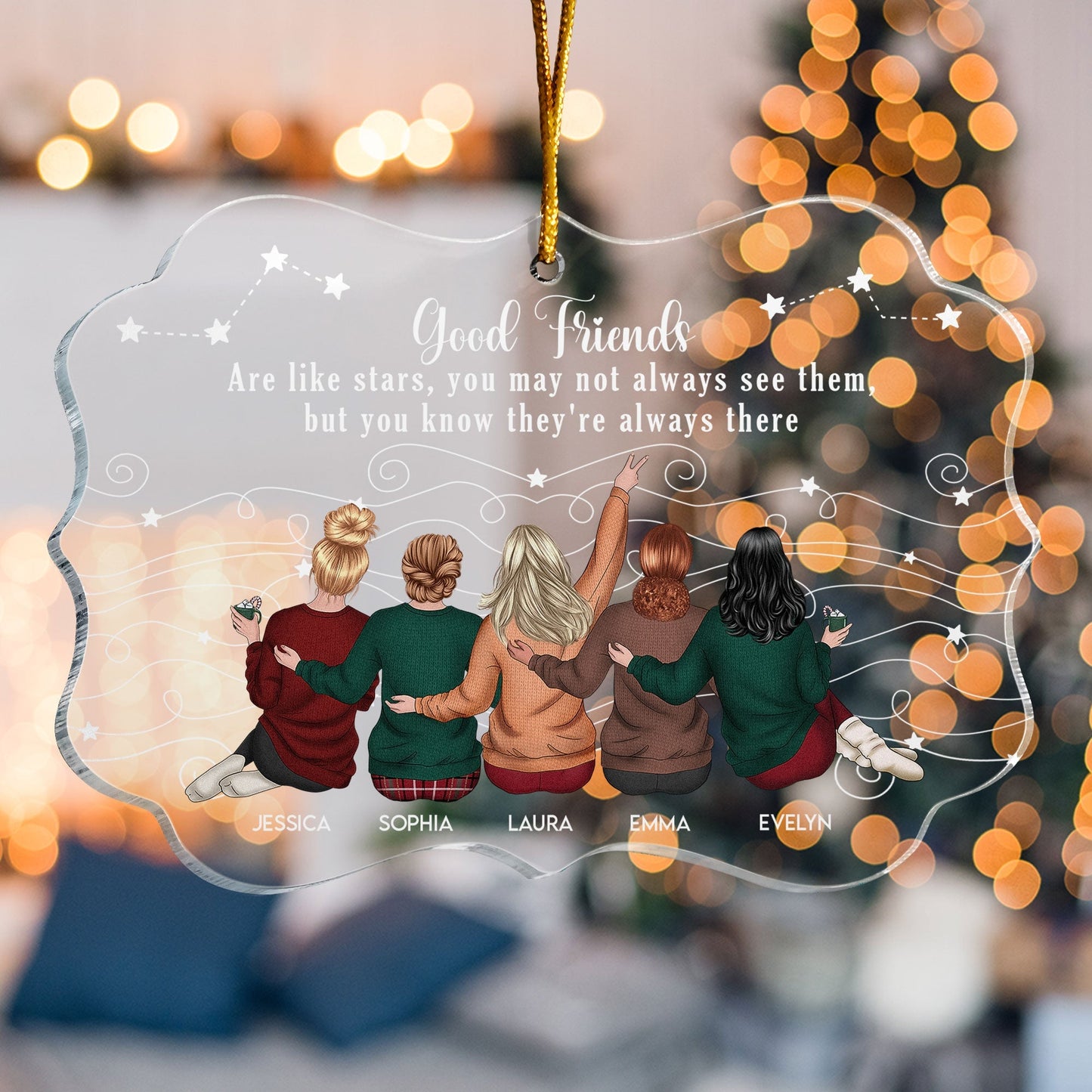 Personalized Acrylic Car Hanger Good Friends Are Like Stars Quote, Cute Rearview Mirror Decor, Unique Gift for Best Friend