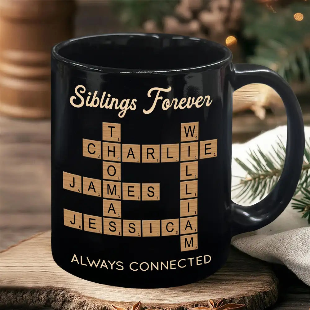 Spell Out the Love! Siblings Forever Crossword Mug – Perfect Gift for Brothers and Sisters on Any Occasion