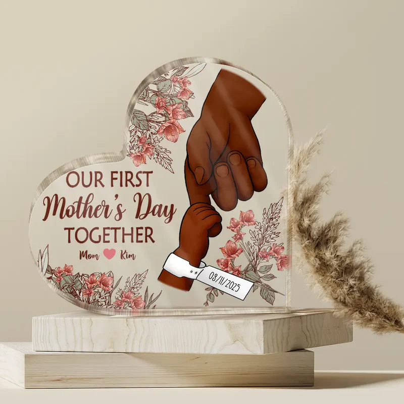 Our First Mother's Day Together Personalized Shaped Acrylic Block Plaque, Sweet Keepsake Gift for Mom