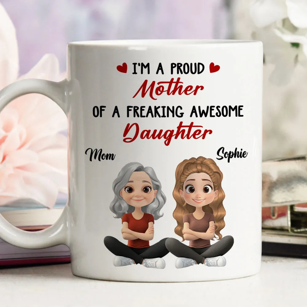 Ceramic Mug with Funny Mother-in-Law Daughter-in-Law Quote, Personalized Cute Cartoon Design, Thoughtful Gift