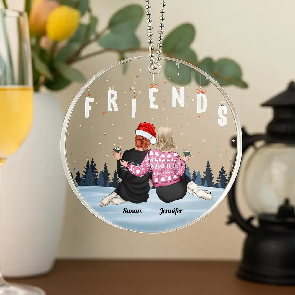 Personalized Acrylic Ornament for Friends Group, Winter Theme Holiday Keepsake